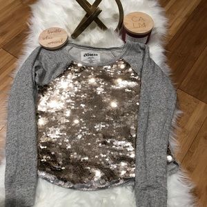 Express sweater long sleeve with sequins. Gray